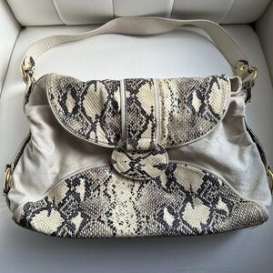 Just Cavalli Handbag - Cream And Snakeskin Pattern - Vintage